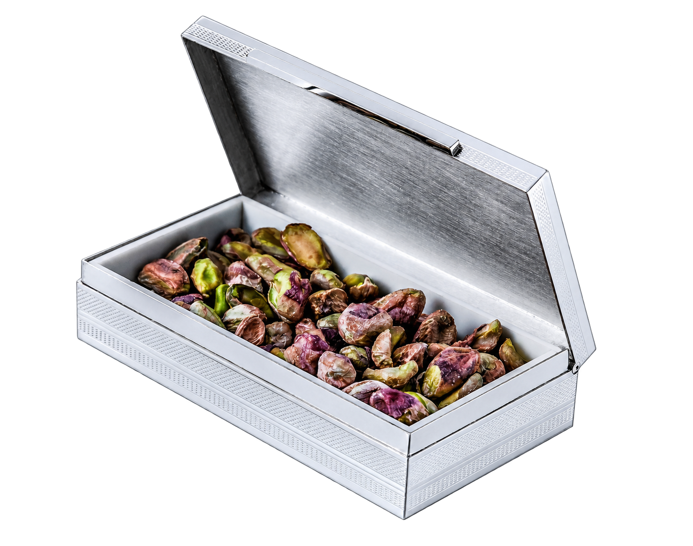 Open Gajjar Silver pistachio box